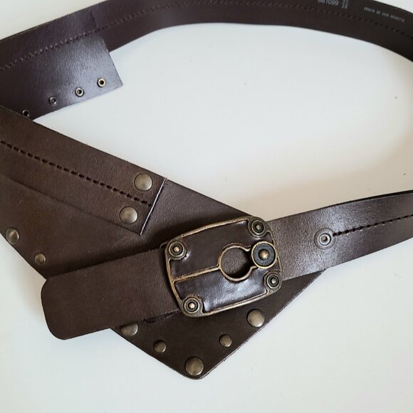 Genuine leather brown belt. Made in France, - Picture 2 of 11